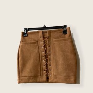 Suede mini skirt